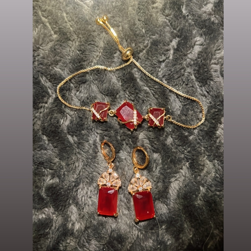 Elegant Gold and Red Jewelry Set